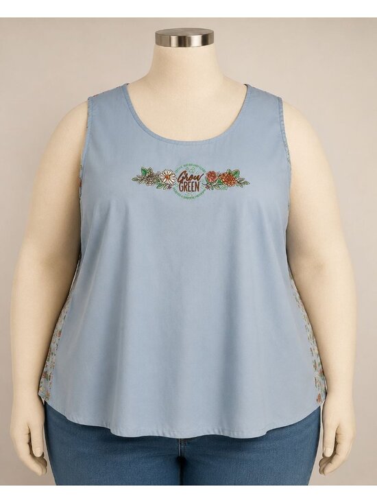Disney Tops - DISNEY 3XL Epcot Flower Garden Festival Grow Green Floral Blue Tank Top